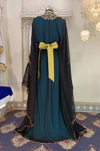 Black and firozi wedding designer caftan