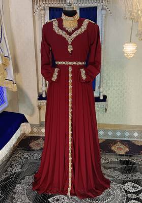 Maroon designer wedding kaftan 1