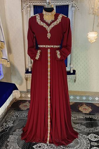 Maroon designer wedding kaftan