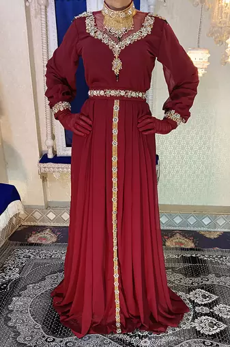 Maroon designer wedding kaftan