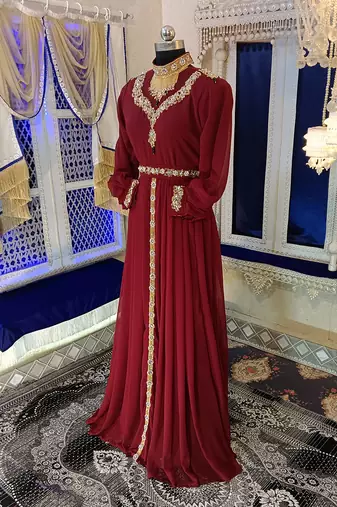 Maroon designer wedding kaftan