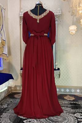 Maroon designer wedding kaftan 4
