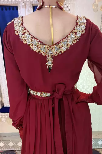Maroon designer wedding kaftan
