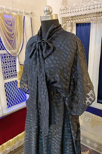 Dark grey and black designer islamic kaftan