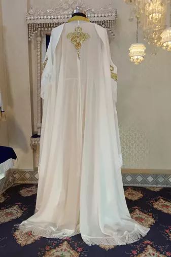 White unique designer wedding party wear moroccan kaftan