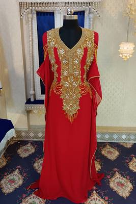 Red designer islamic takchita kaftan 1