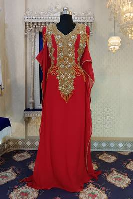 Red designer islamic takchita kaftan 2