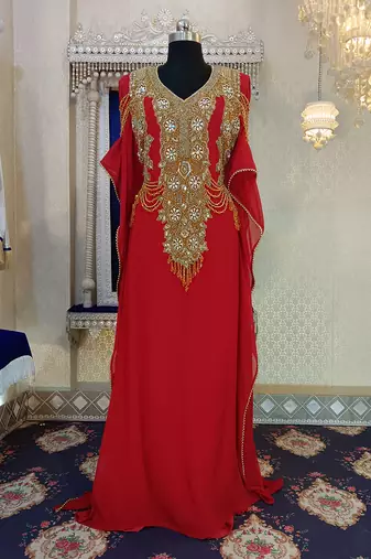 Red designer islamic takchita kaftan