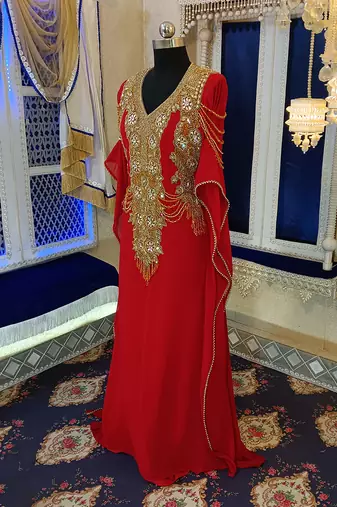 Red designer islamic takchita kaftan