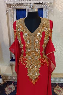 Red designer islamic takchita kaftan 4