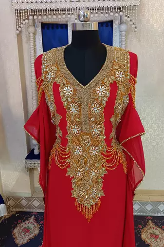 Red designer islamic takchita kaftan