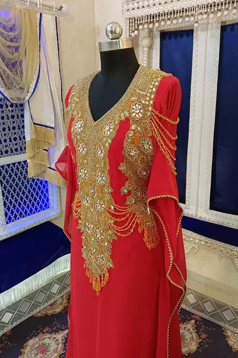 Red designer islamic takchita kaftan