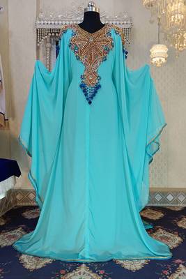 Mint firozi and aquablue islamic designer caftan 1