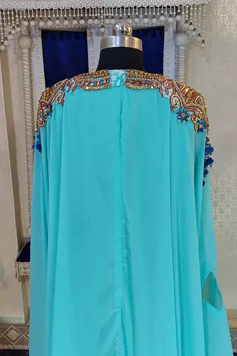 Mint firozi and aquablue islamic designer caftan