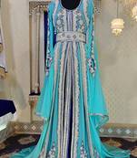 Mint firozi and blue wedding moroccan caftan