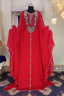 Red unique design islamic takchita caftan 1