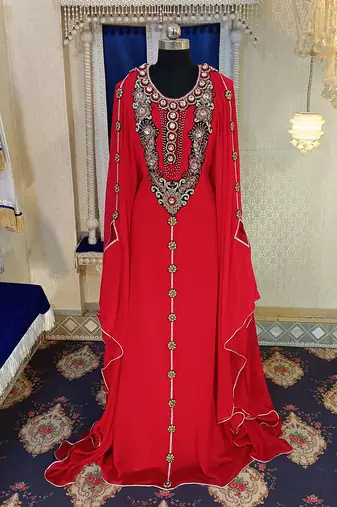 Red unique design islamic takchita caftan