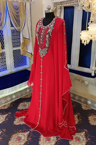 Red unique design islamic takchita caftan