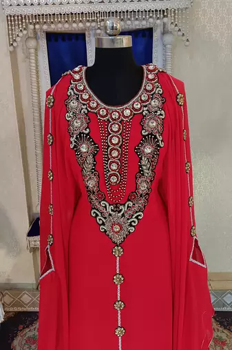 Red unique design islamic takchita caftan