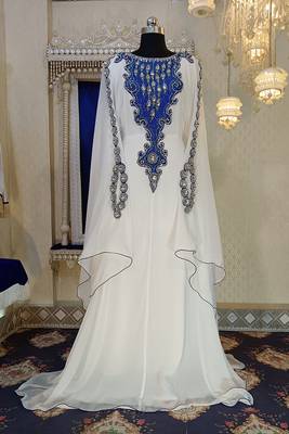 White unique arabic designer moroccan kaftan 1