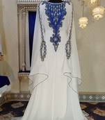 White unique arabic designer moroccan kaftan