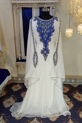 White unique arabic designer moroccan kaftan 2