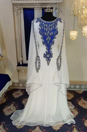 White unique arabic designer moroccan kaftan