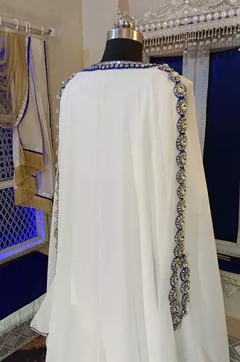 White unique arabic designer moroccan kaftan