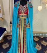 Pink and firozi wedding designer moroccan kaftan