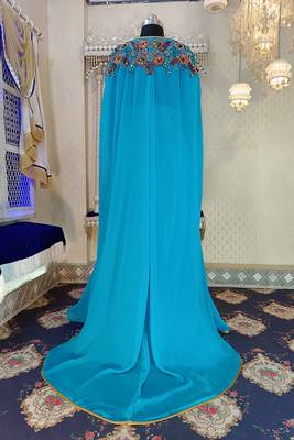 Pink and firozi wedding designer moroccan kaftan 5