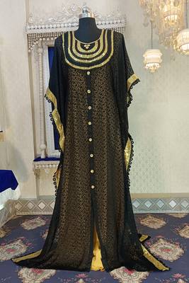 Black and golden yellow designer takchita party wear kaftan 1