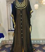 Black and golden yellow designer takchita party wear kaftan