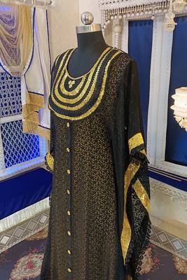 Black and golden yellow designer takchita party wear kaftan 3
