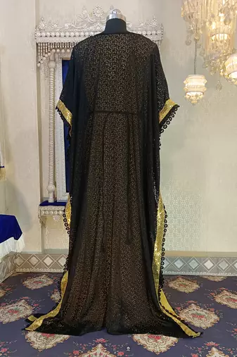 Black and golden yellow designer takchita party wear kaftan