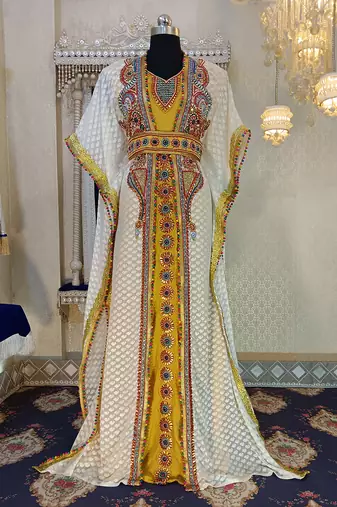 Off white and gold unique takchita caftan