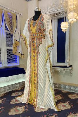 Off white and gold unique takchita caftan 3