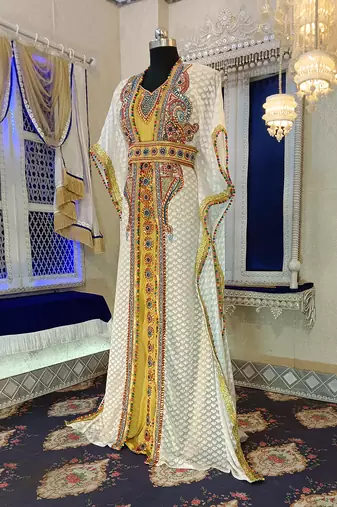 Off white and gold unique takchita caftan