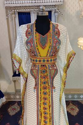 Off white and gold unique takchita caftan 4
