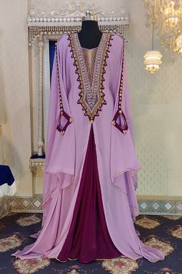 Dull purple and violet designer arabic kaftan 1