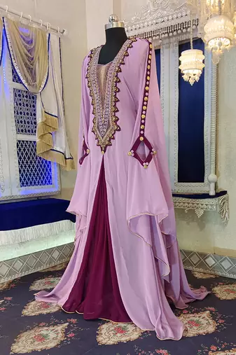 Dull purple and violet designer arabic kaftan
