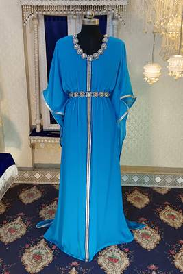 Firozi and blue designer islamic caftan 2
