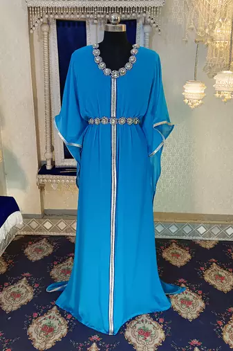 Firozi and blue designer islamic caftan