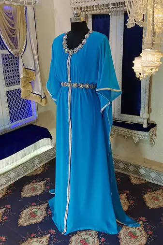 Firozi and blue designer islamic caftan