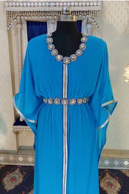 Firozi and blue designer islamic caftan 4