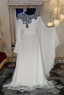 White designer islamic arabic takchita kaftan 1