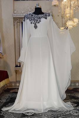 White designer islamic arabic takchita kaftan 2