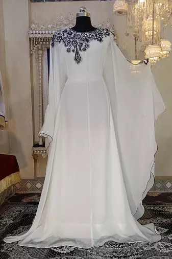 White designer islamic arabic takchita kaftan