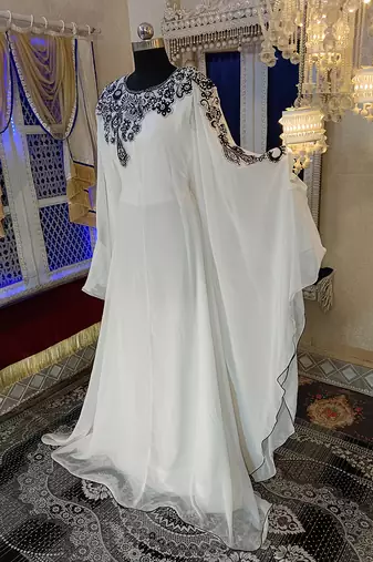 White designer islamic arabic takchita kaftan
