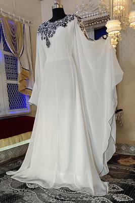 White designer islamic arabic takchita kaftan 4