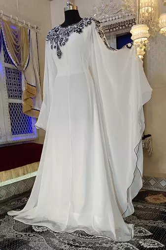 White designer islamic arabic takchita kaftan